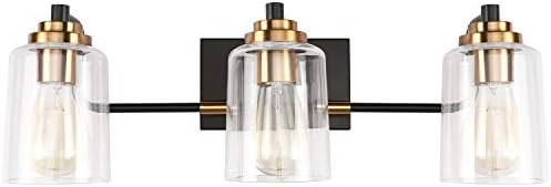 SOLFART 3 Head Vintage Bath Vanity Light Wall Decor Bathroom Over Mirror Modern Glass Shade Light... | Amazon (US)