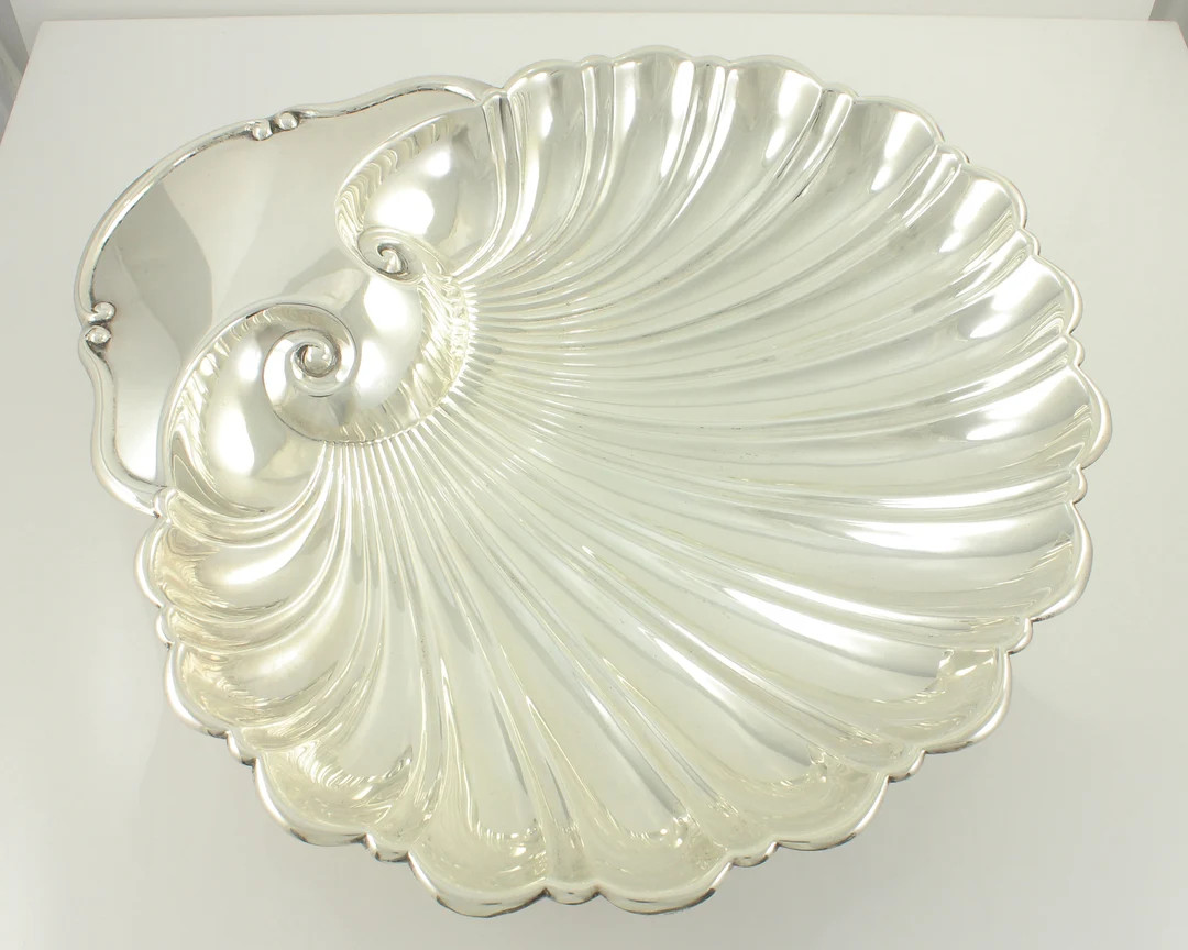 Vintage Sterling Silver Shell Shaped Serving Dish, Mid Century Sterling Silver Footed Shell Dish,... | Etsy (US)
