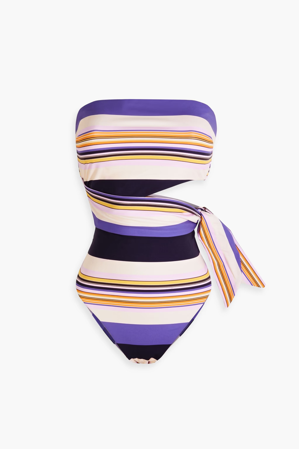 Cutout striped bandeau swimsuit | The Outnet (US and CA)