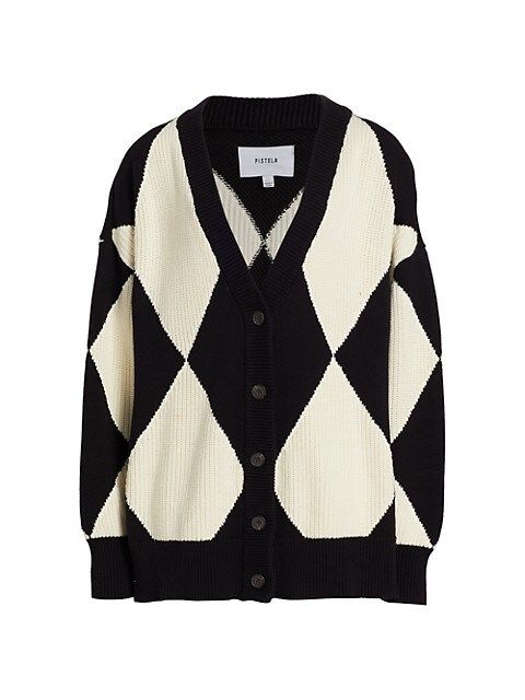 Pistola Evelyn Oversized Argyle Cotton Cardigan | Saks Fifth Avenue