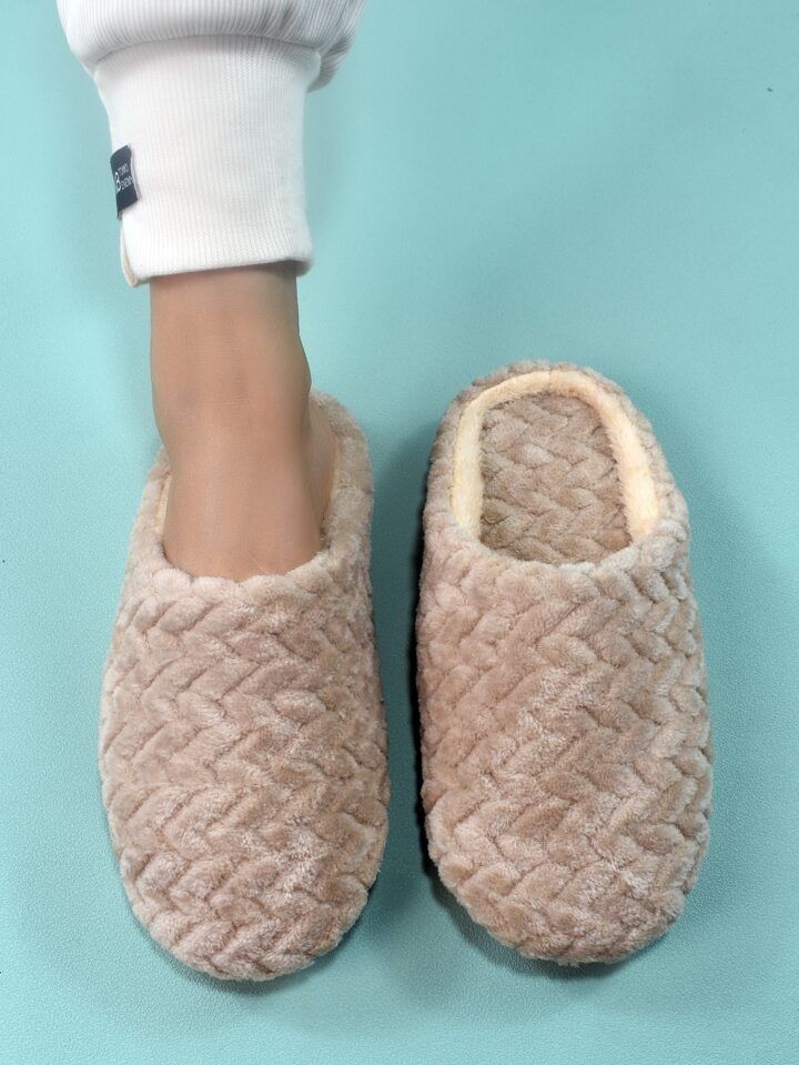 Women's Fashionable Minimalist Fuzzy Bedroom Slippers For Home | SHEIN