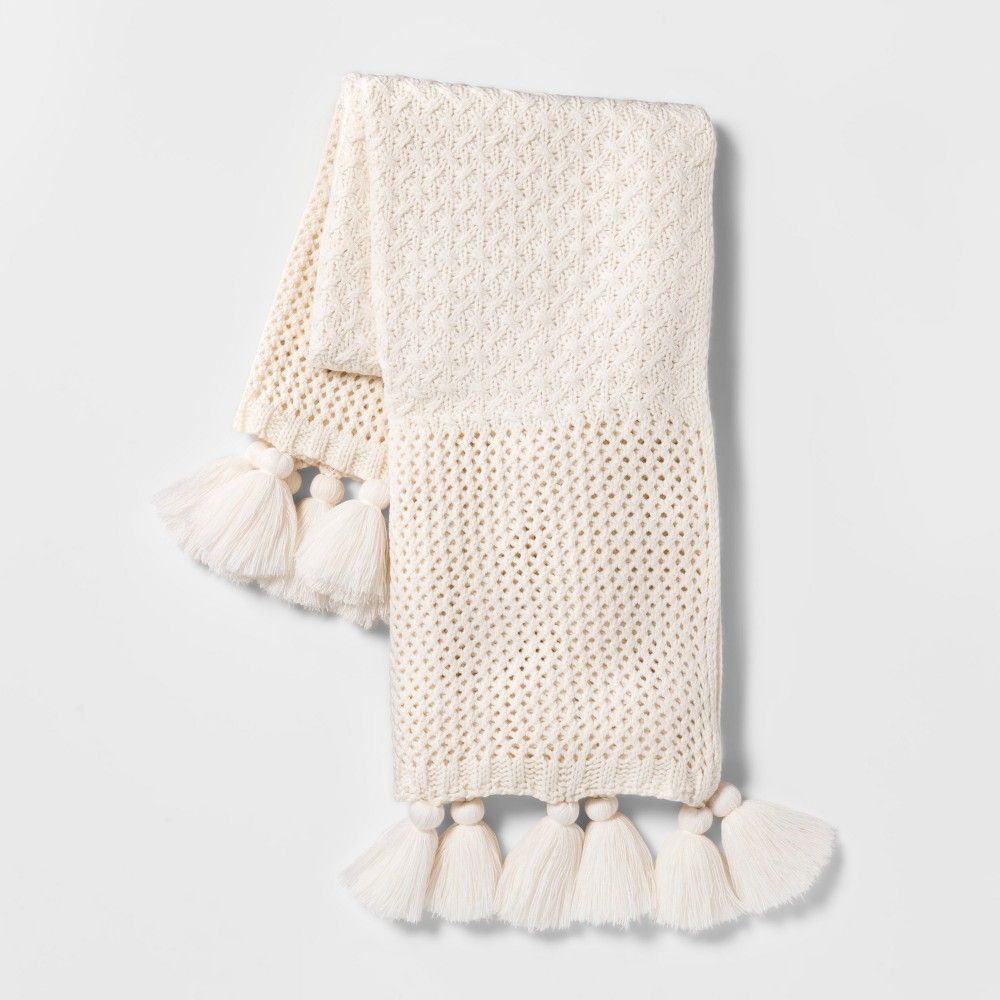 Chunky Knit Throw Blanket Cream - Opalhouse , Ivory | Target
