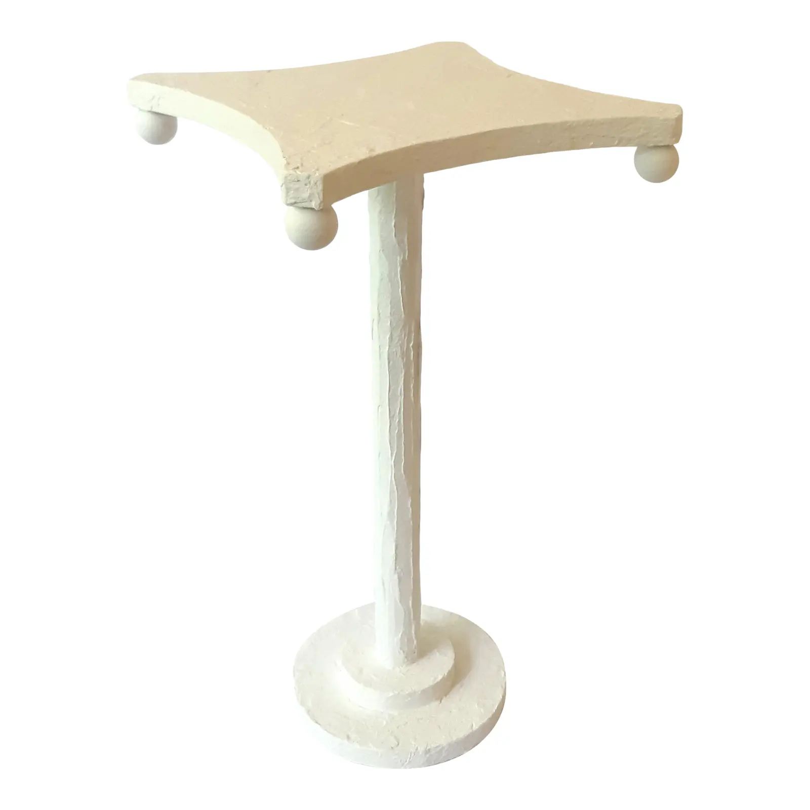 Modern Artisan Small Accent Table with White Opera | Chairish