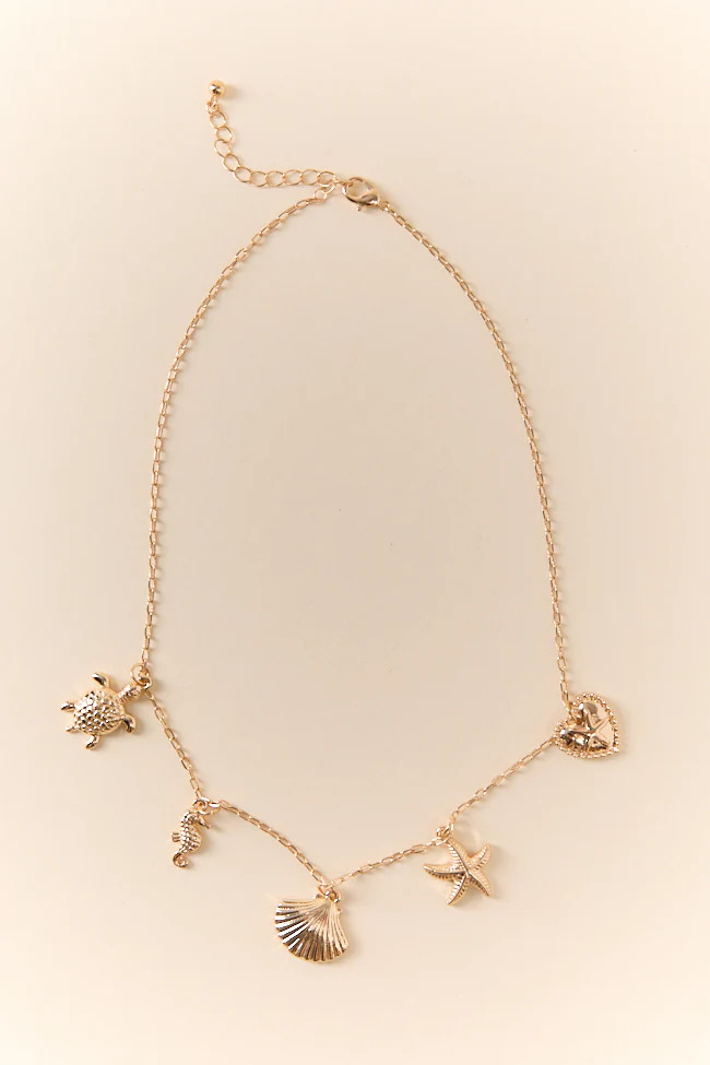 Under The Sea Gold Charm Necklace | Pink Lily