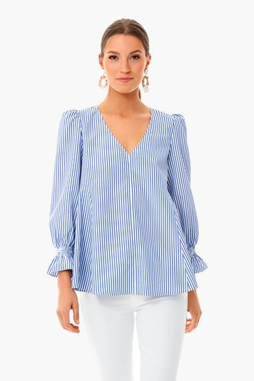 Blue Stripe Easton Blouse | Tuckernuck (US)