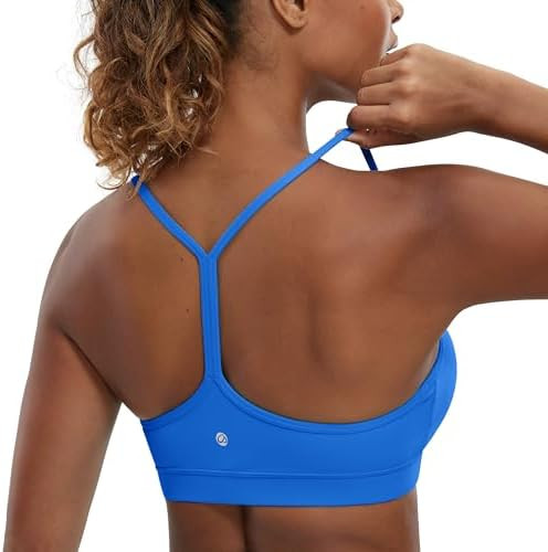CRZ YOGA Butterluxe Y Back Sports Bras for Women - Padded Racerback Low Impact Spaghetti Thin Str... | Amazon (US)