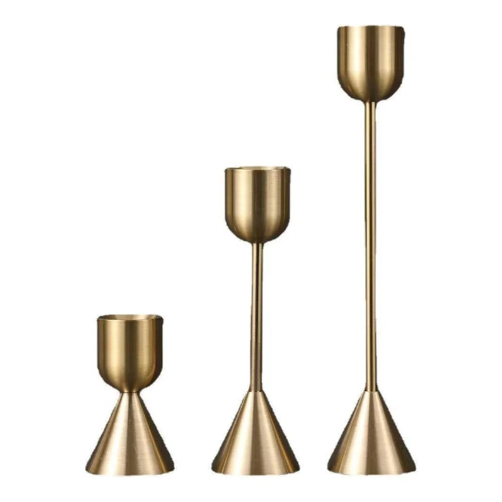 PEACNNG Brass Gold Candlestick Holder - Set of 3 Taper Candle Holder, Vintage Decorative Centerpi... | Walmart (US)