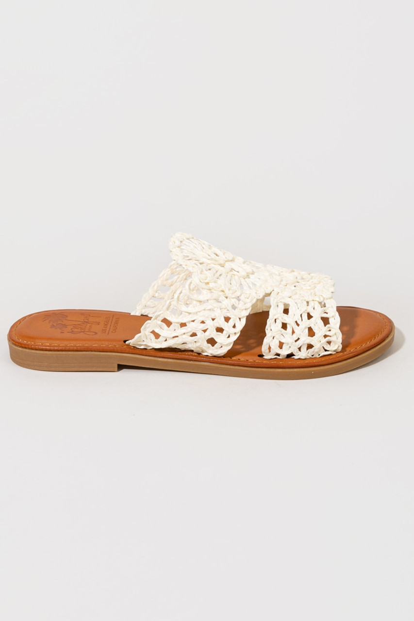 Jellypop Tamina Raffia Crochet Slide Sandals | Francesca's