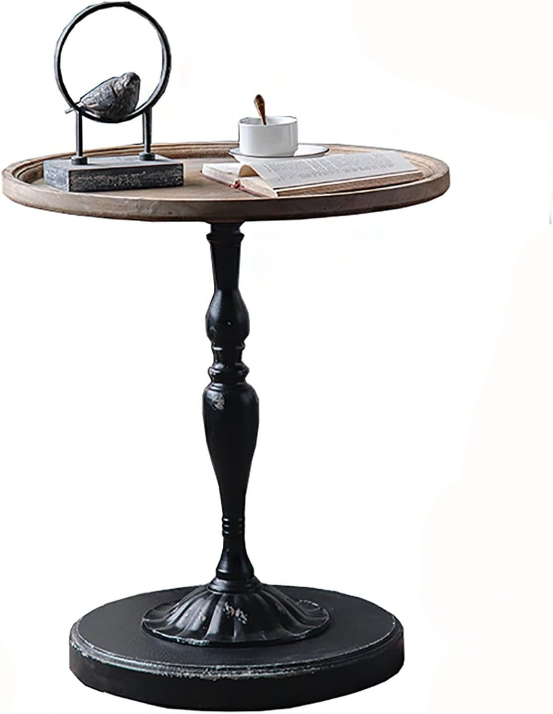 ZJYJFBY Coffee Table, American Retro Old Solid Wood Sofa Side Table，Round Coffee Table in The L... | Amazon (US)