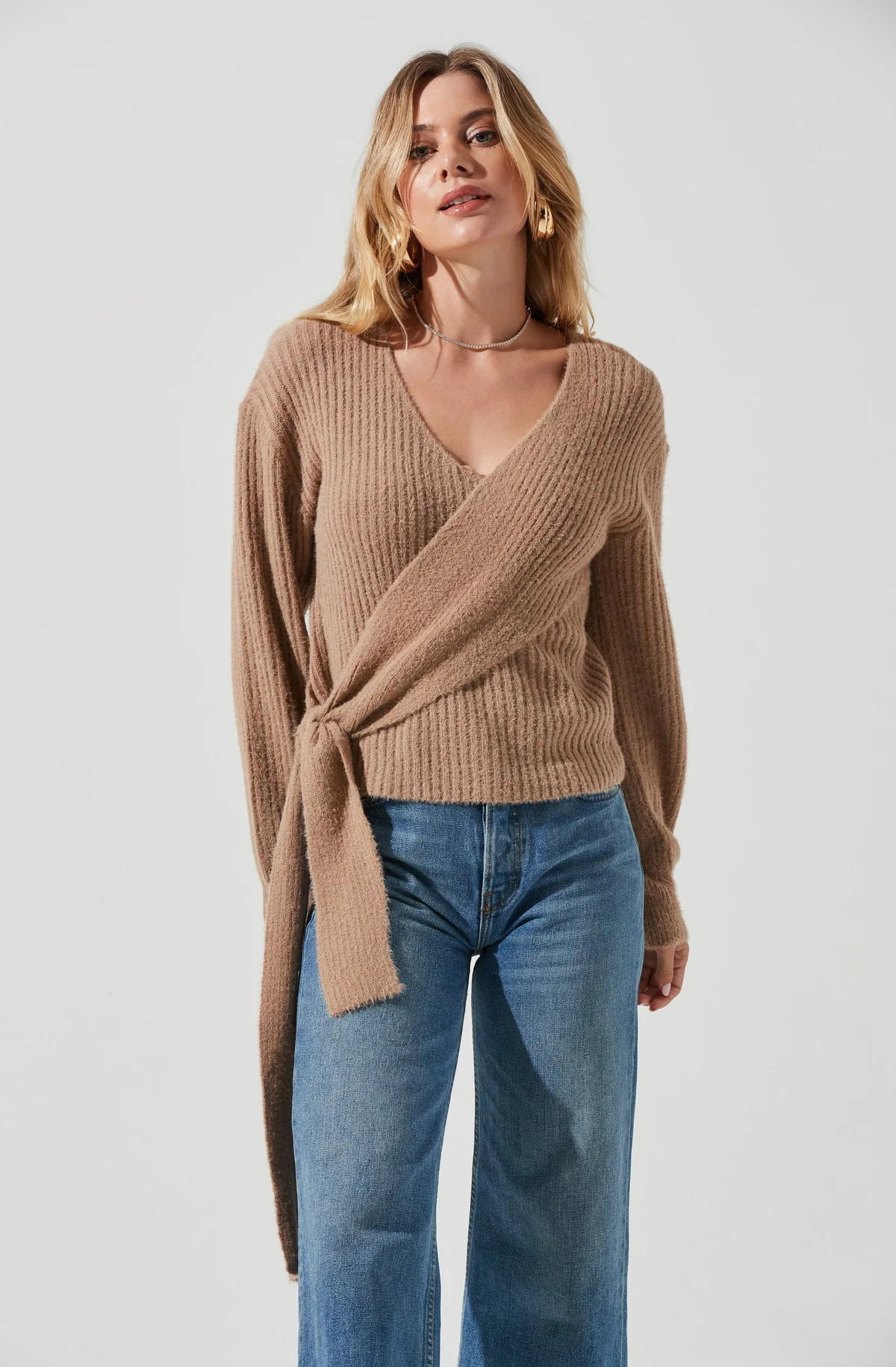 Fuzzy Tie Front Sweater | ASTR The Label (US)