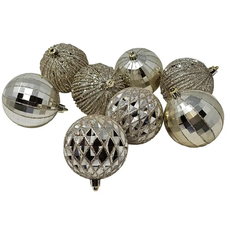 Champagne Gold Round Ball Christmas Ornaments Set of 8, Shatterproof - Etsy | Etsy (US)