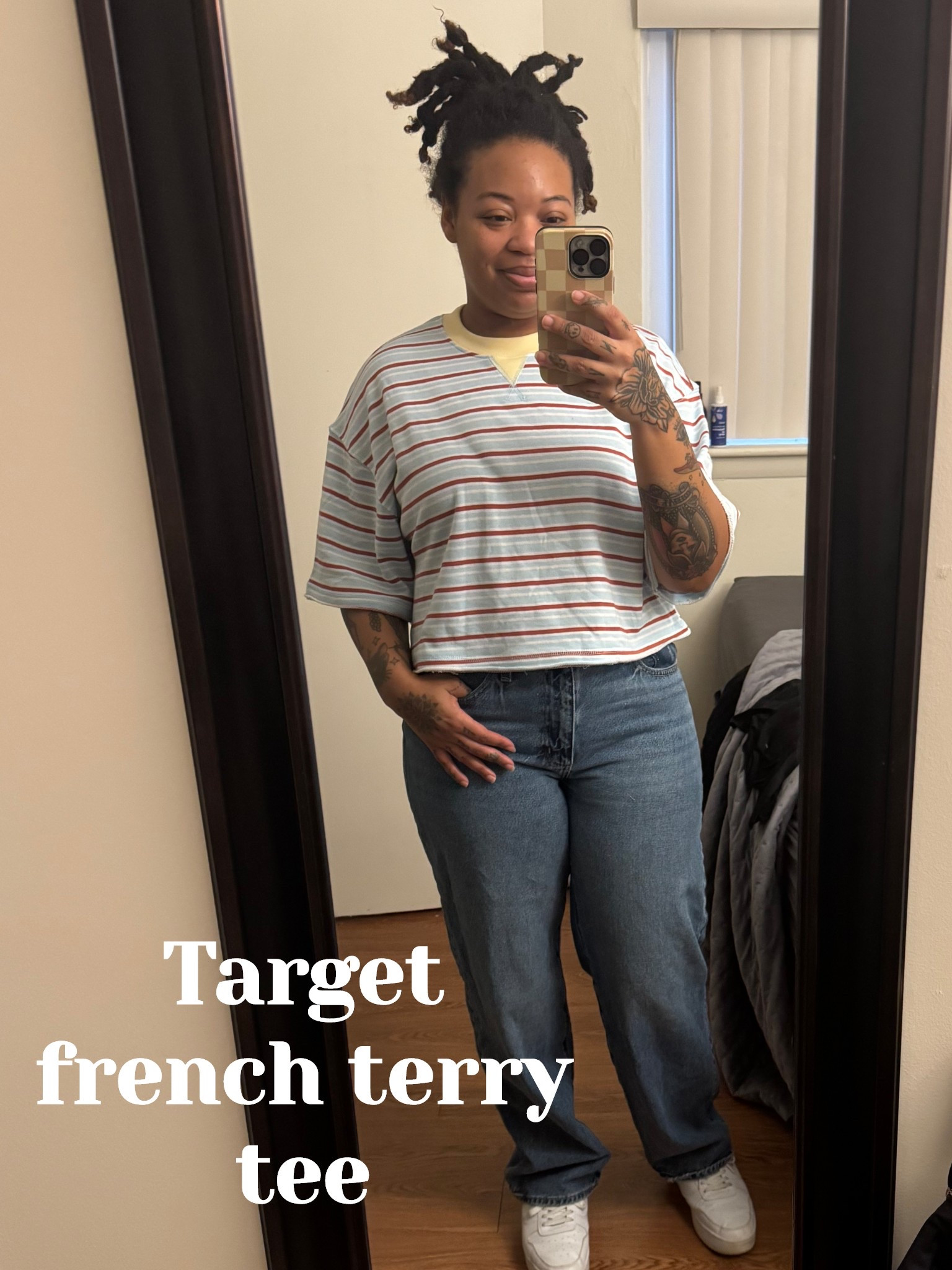 The fit of this top is quite oversized, so you might need to size down like I did. The stripes are such a classic look!

#LTKFindsUnder50 #LTKMidsize