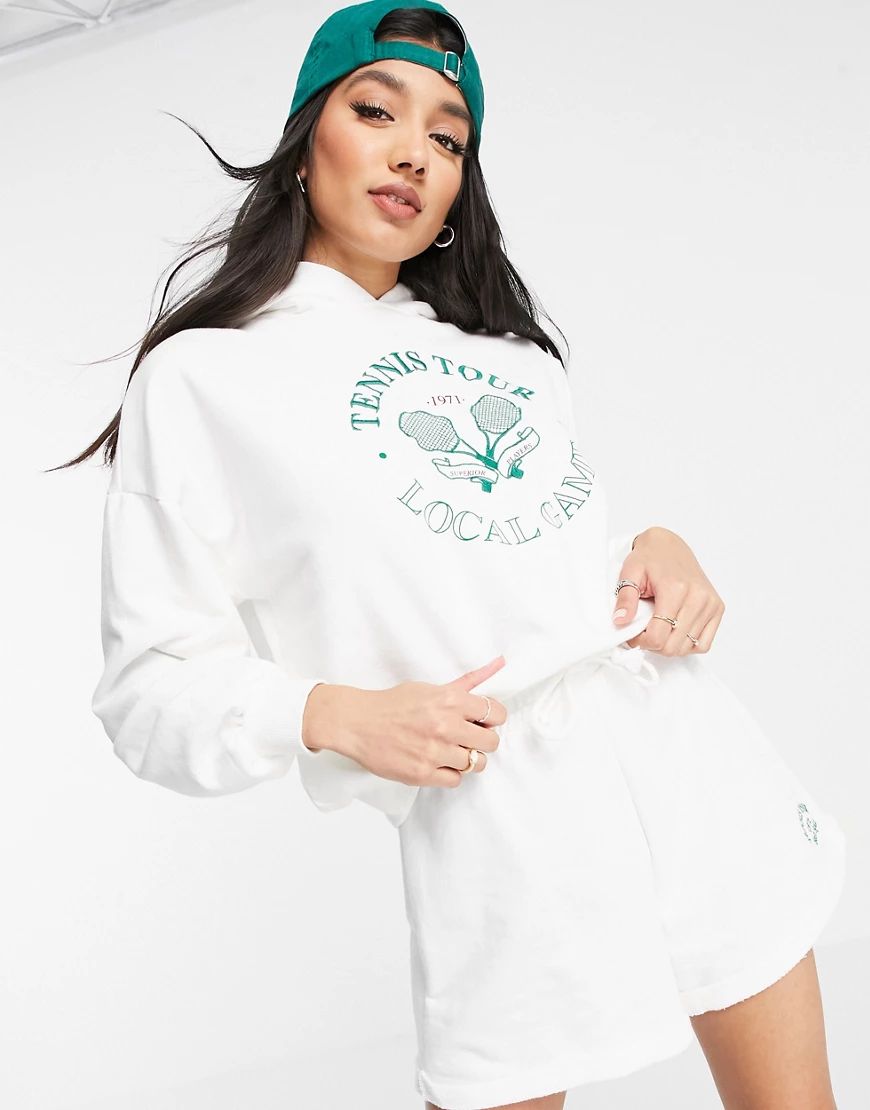 Pull&Bear matching sweatshirt with tennis logo in white | ASOS (Global)