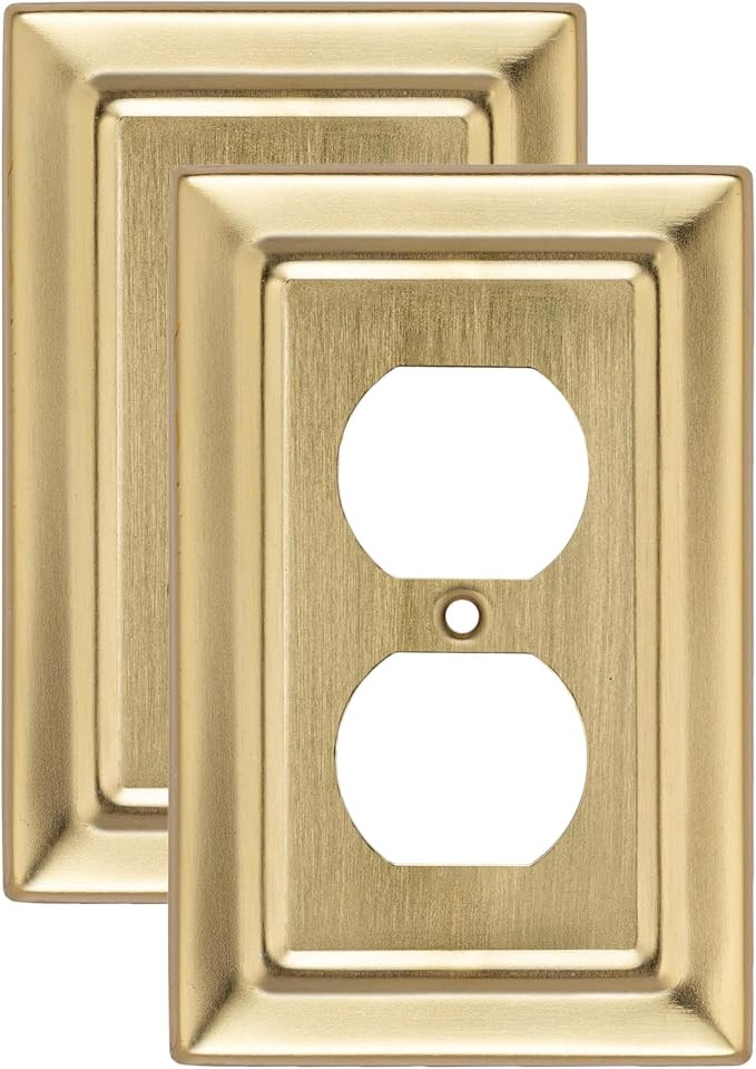 Monarch Abode Duplex Outlet Cover Plate – 1-Gang Brushed Gold Plug Wall Plates, Electrical Outl... | Amazon (US)