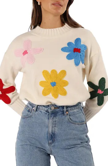Petal & Pup Raelynn Embroidered Flower Sweater | Nordstrom | Nordstrom
