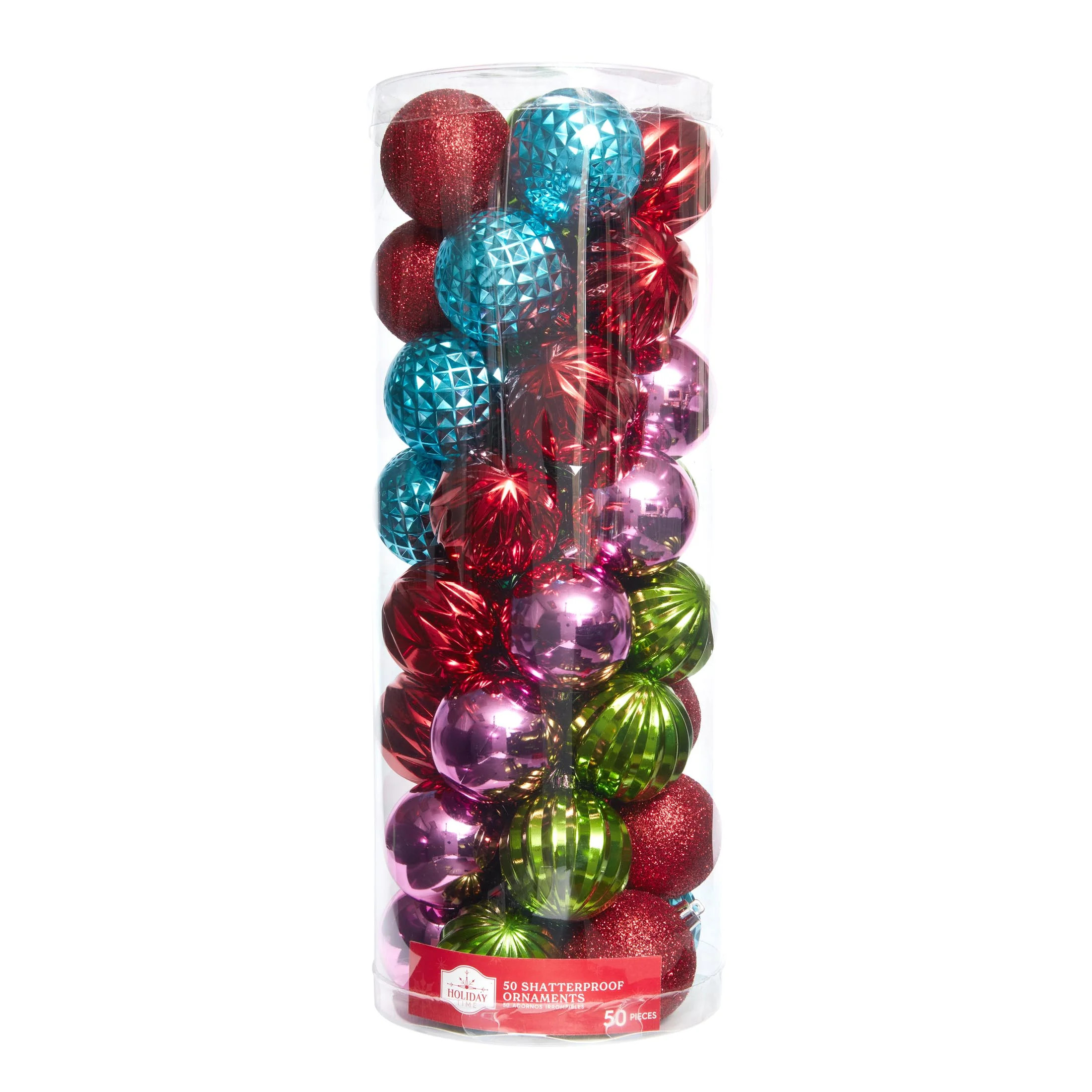 Bright Red, Green & Blue Shatterproof Christmas Ball Ornaments, 50 Count, by Holiday Time | Walmart (US)