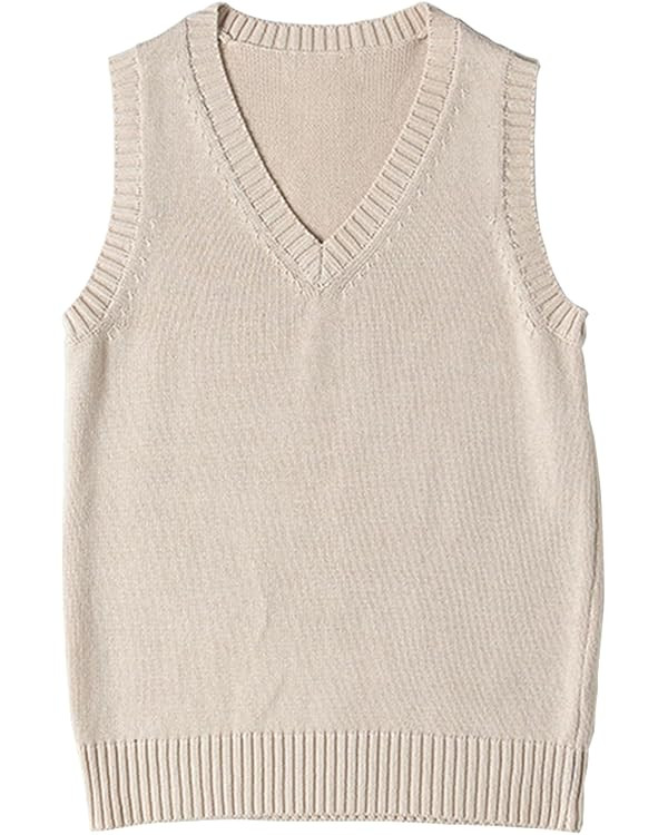 ZUEVI Women's Sweater Vest Classic V Neck Uniform Pullover Knitwear Tops Sleeveless Knitted Sweat... | Amazon (US)