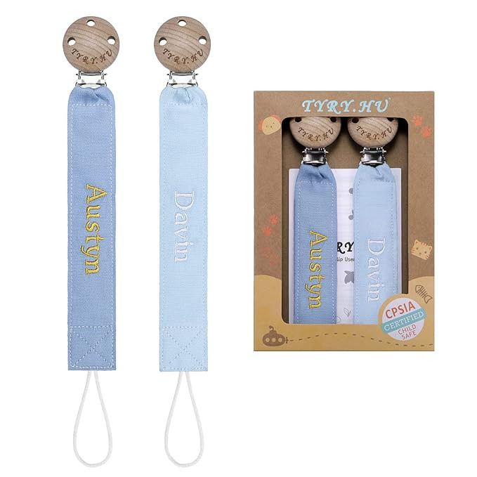 TYRY.HU Personalized Pacifier Clip with Name, Embroidery Pacifier Holder for Baby Girls and Boys,... | Amazon (US)