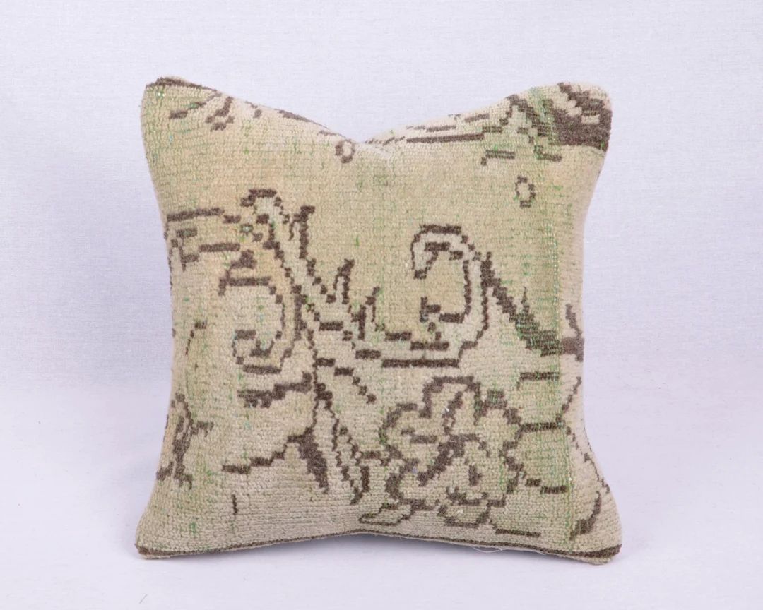 Turkish Green Pillow, 16x16 Kilim Pillow, Decorative Pillow, Kilim Lumbar, Bohemian Kilim Pillow,... | Etsy (US)