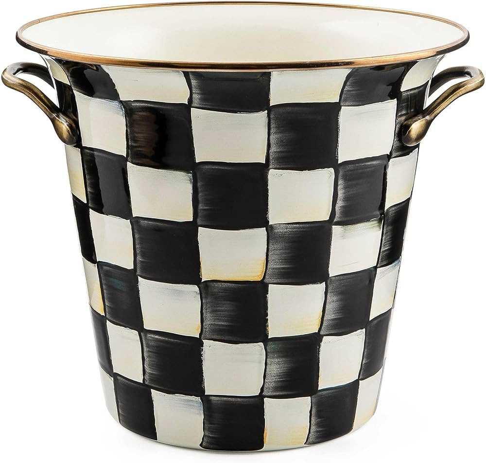 MACKENZIE-CHILDS Wine Cooler, Champagne and Wine Bucket, Ice Bucket, Black-and-White Courtly Chec... | Amazon (US)