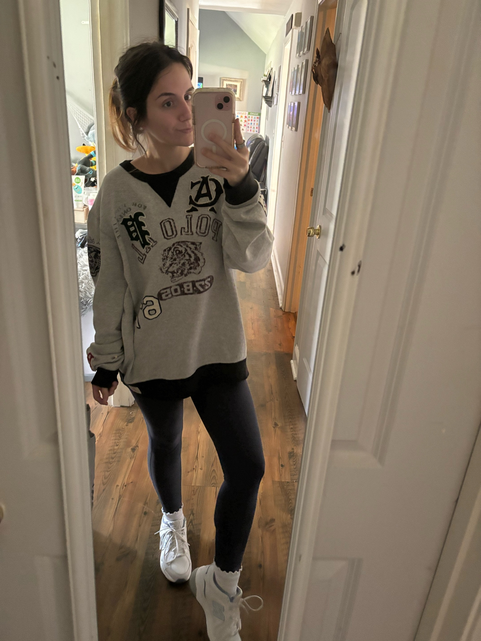 I love me a cozy comfy outfit for crisp fall days! Making use of my sleeveless summer full bodysuits but layering an oversized crew neck on top. New balances paired with ruffles socks is one of my favorite trends going around! 

#LTKSaleAlert #LTKActive
