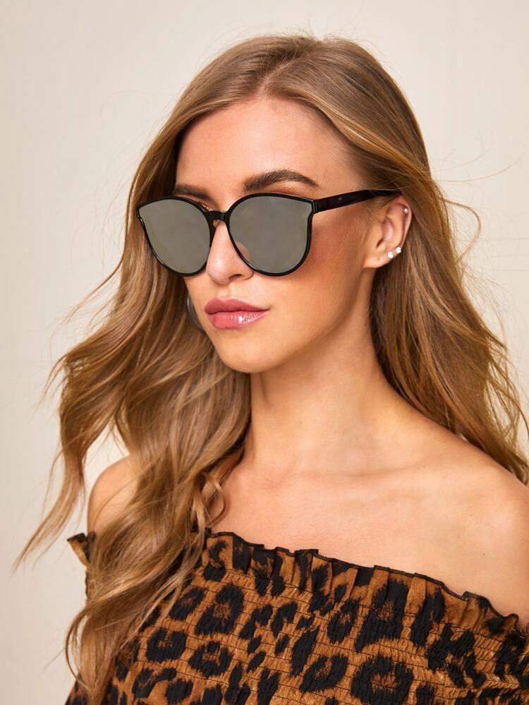Round Frame Mirror Lens Sunglasses | SHEIN