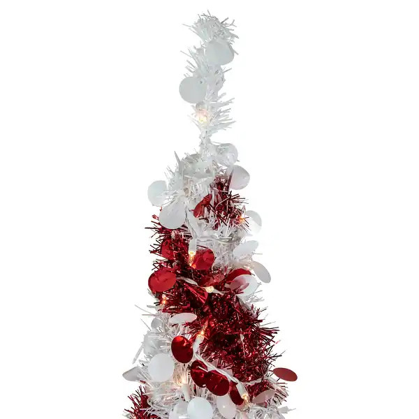 6' Pre-Lit Candy Cane Pop-Up Artificial Christmas Tree, Clear Lights - 6 Foot | Bed Bath & Beyond