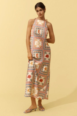 By Anthropologie Tie-Neck Column Midi Dress | Anthropologie (US)