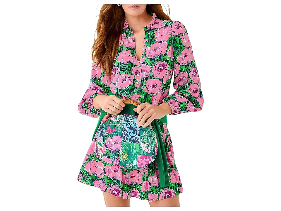 Lilly Pulitzer Evaline Silk Dress Women's Dress Low Tide Navy : 0 | Zappos