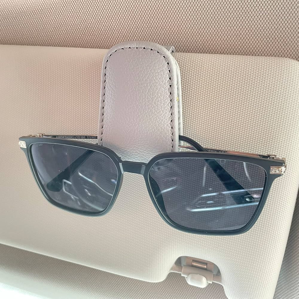 KIWEN Sunglasses Holders for Car Sun Visor, Magnetic Leather Glasses Eyeglass Hanger Clip for Car... | Amazon (US)
