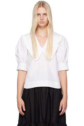 White V-Neck Blouse | SSENSE