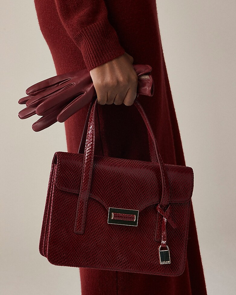 Edie accordion bag in snake-embossed Italian leather | J. Crew US