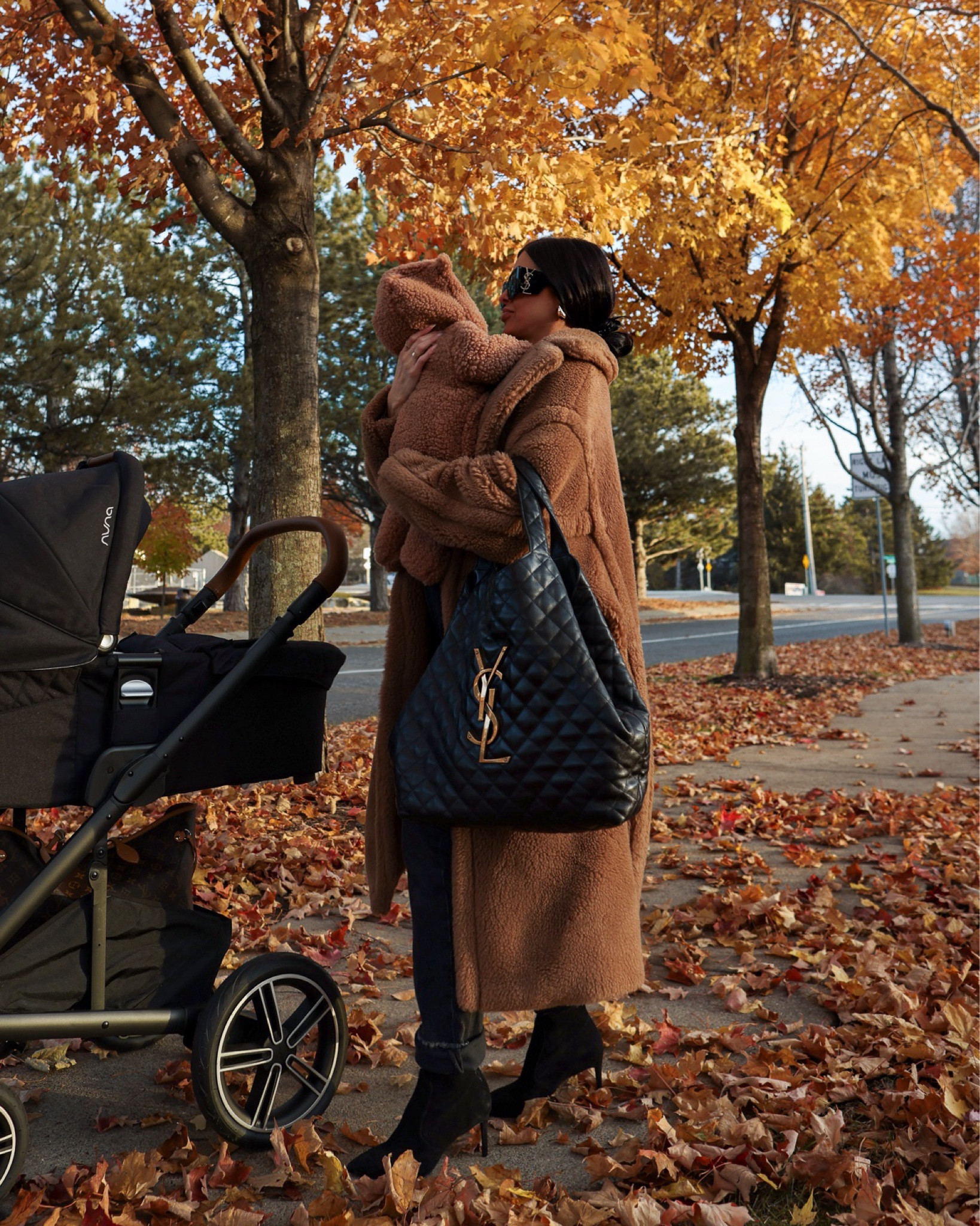 Fall outfit ideas for mom and baby 
Saint Laurent iCare bag
Teddy bear coat
Baby teddy bear snowsuit 
Nuna stroller 

#LTKFamily #LTKSeasonal #LTKBaby
