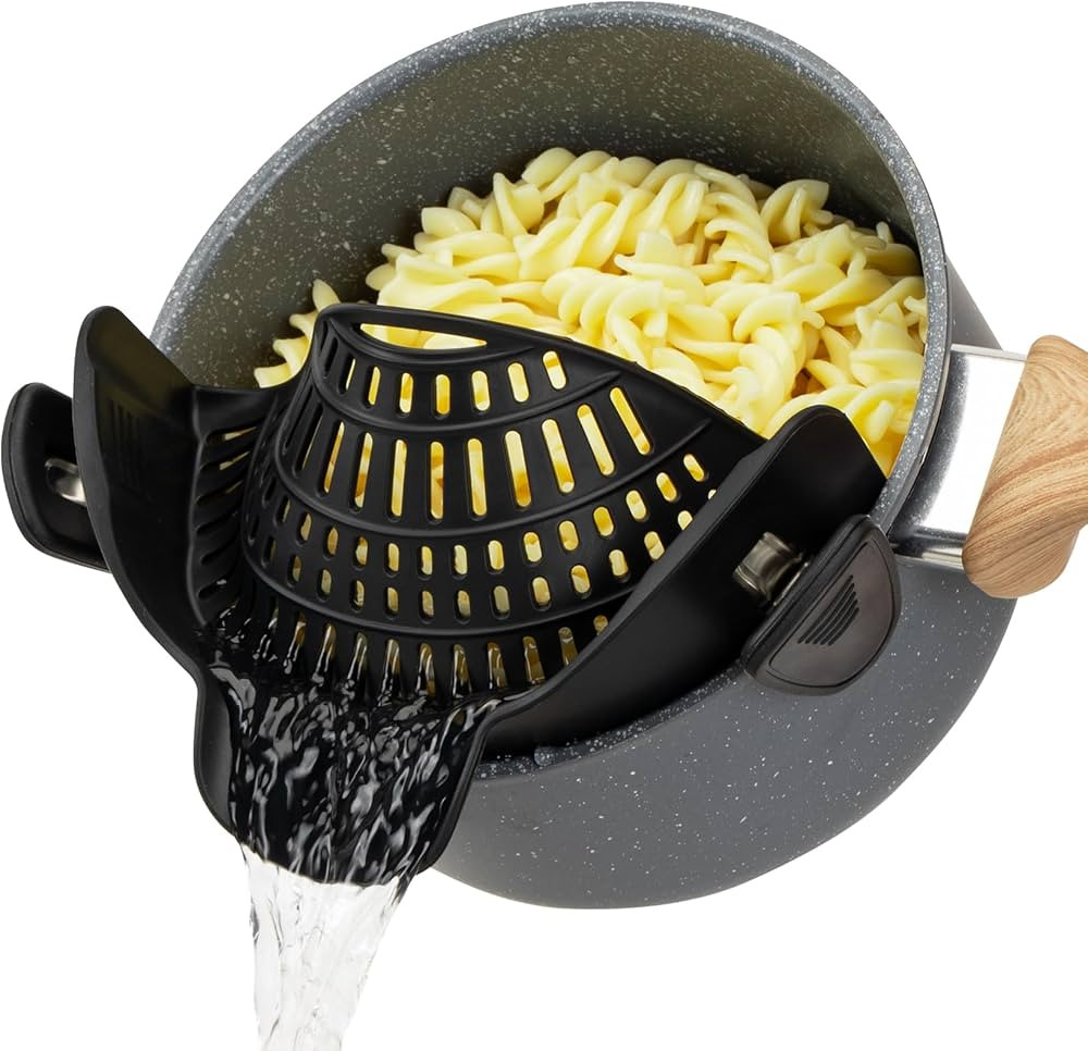 Pasta Strainer for Kitchen, Pot Strainer Clip on Strainer Colander Silicone and Colanders for Spa... | Amazon (US)
