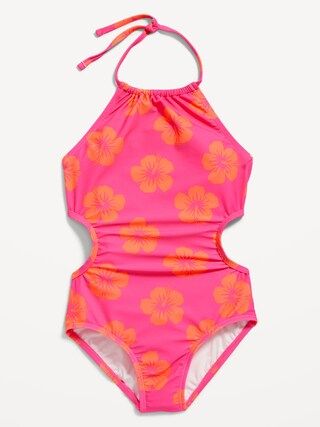 Printed Halter Side-Cutout One-Piece Swimsuit for Girls | Old Navy (US)