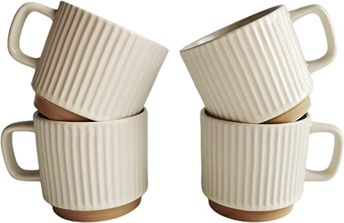 MioseeYa 4 Piece Mug Set 8oz Mug with Handle for Coffee, Tea, Cocoa, Milk | Amazon (US)