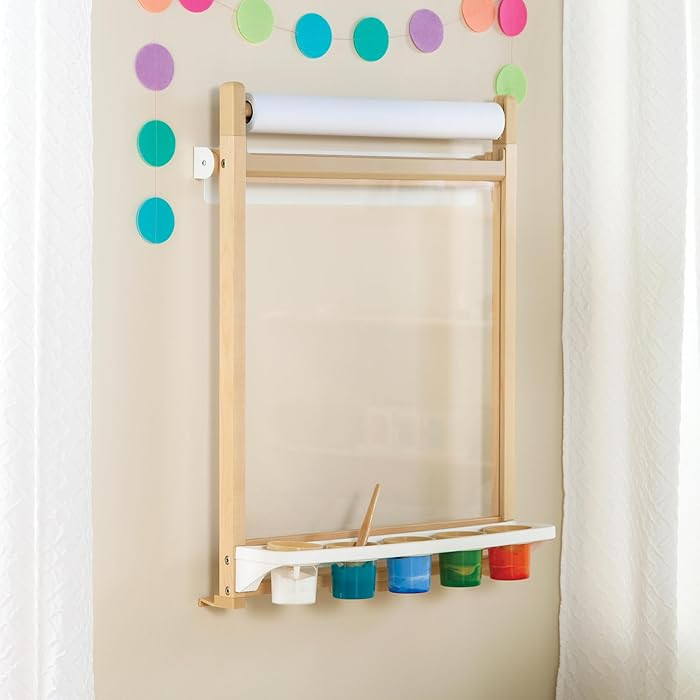 Guidecraft Kids' Wall Mounted Art Easel with Paint Tray and Paper Roll, Adjustable Easel and Magn... | Amazon (US)
