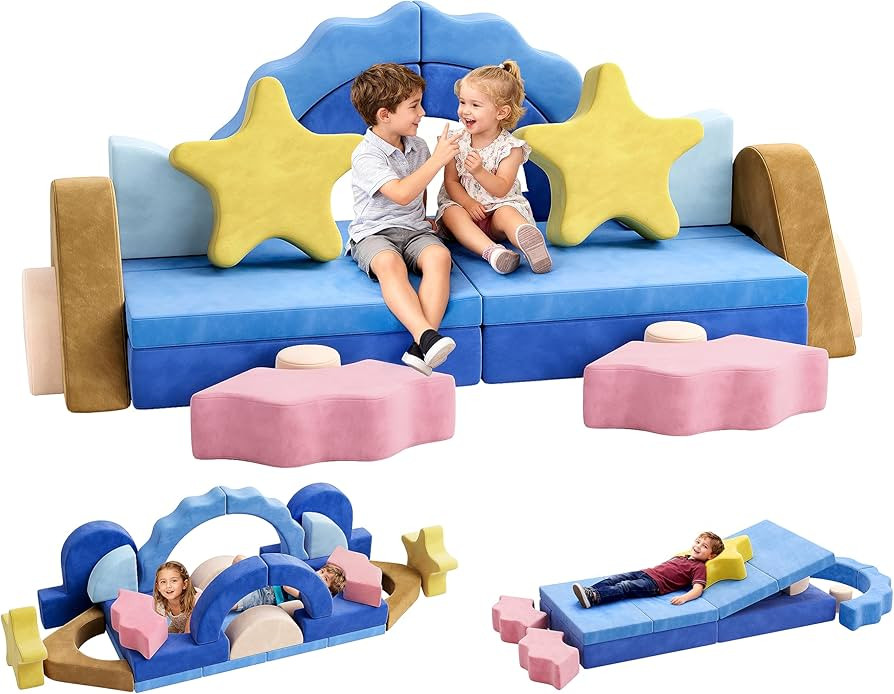CoziBB 24Pcs Modular Kids Play Couch, Toddler Couch with Convertible and Multifunctional Foam for... | Amazon (US)