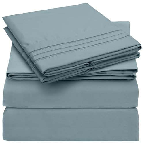Mellanni Extra Deep Queen Sheets - 4 PC Iconic Collection Bedding - Hotel Luxury, Ultra Soft, Cooling Bed Sheets - Wrinkle, Fade, Stain Resistant (Queen, Spa Blue) | Amazon (US)