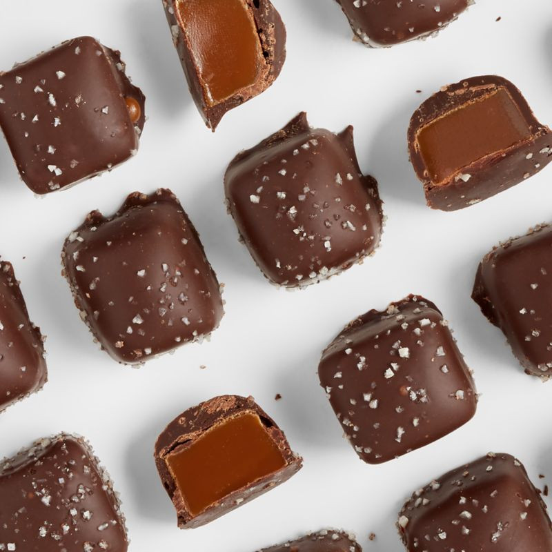 Dark Chocolate Sea Salt Caramels + Reviews | Crate & Barrel | Crate & Barrel