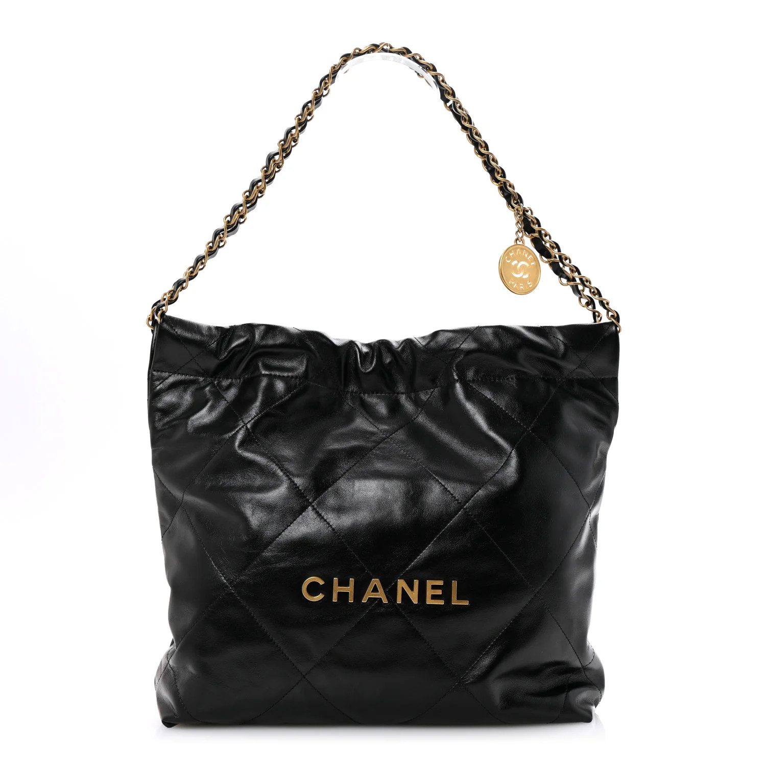 Chanel Shiny Calfskin Quilted Small Chanel 22 Black | FASHIONPHILE (US)