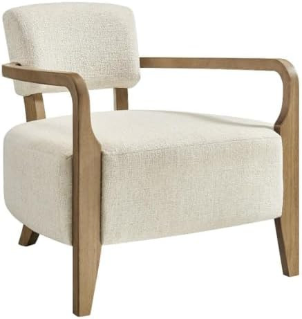 Modway Zinnia Linen Blend Accent Chair in Ivory - Oversized Comfy Upholstered Single Sofa Lounge ... | Amazon (US)