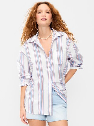 Oversized Button-Down Boyfriend Shirt | Old Navy (US)