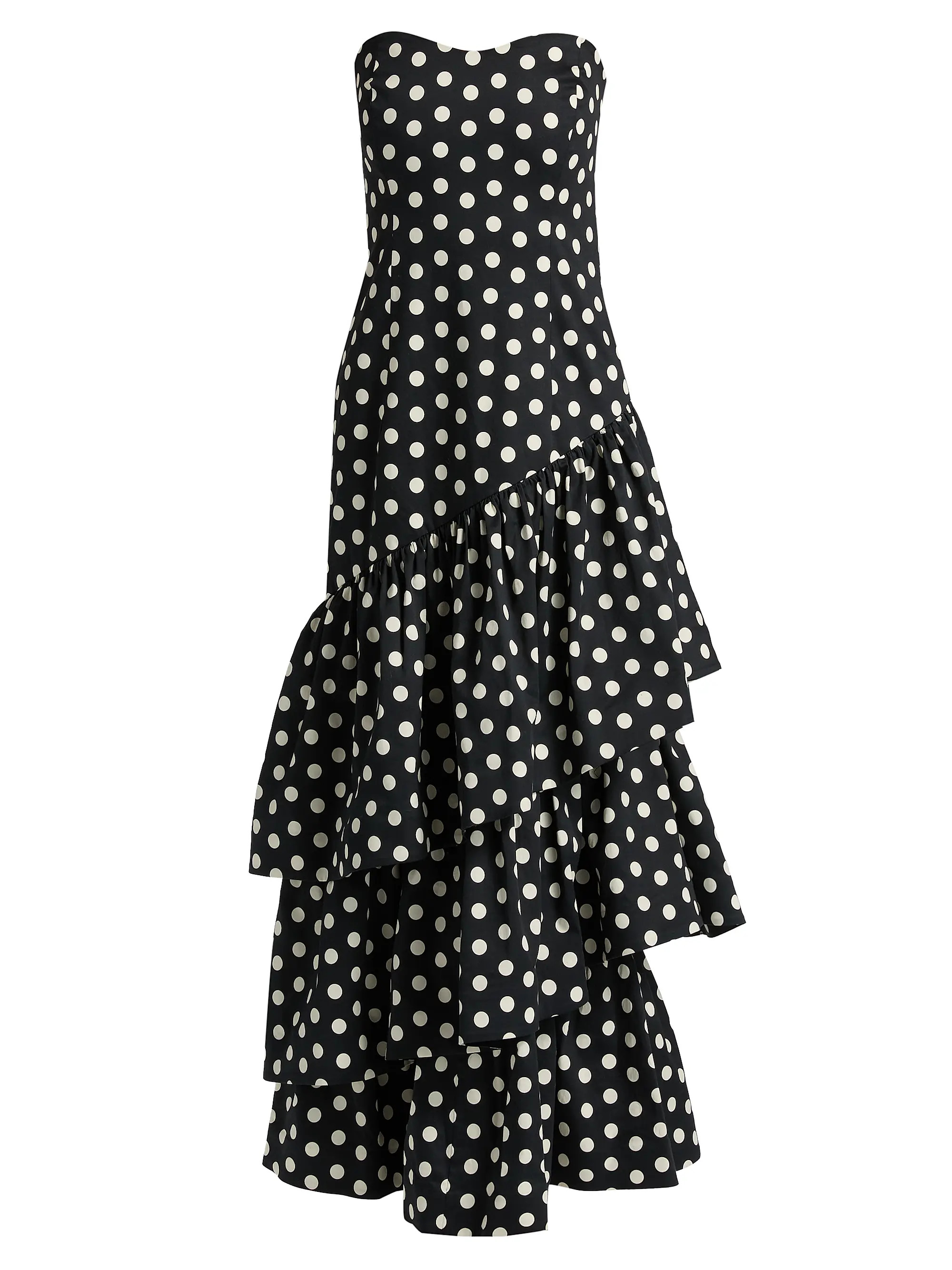 Cara Cara Sonoma Strapless Polka Dot Ruffle Maxi Dress | Saks Fifth Avenue | Saks Fifth Avenue