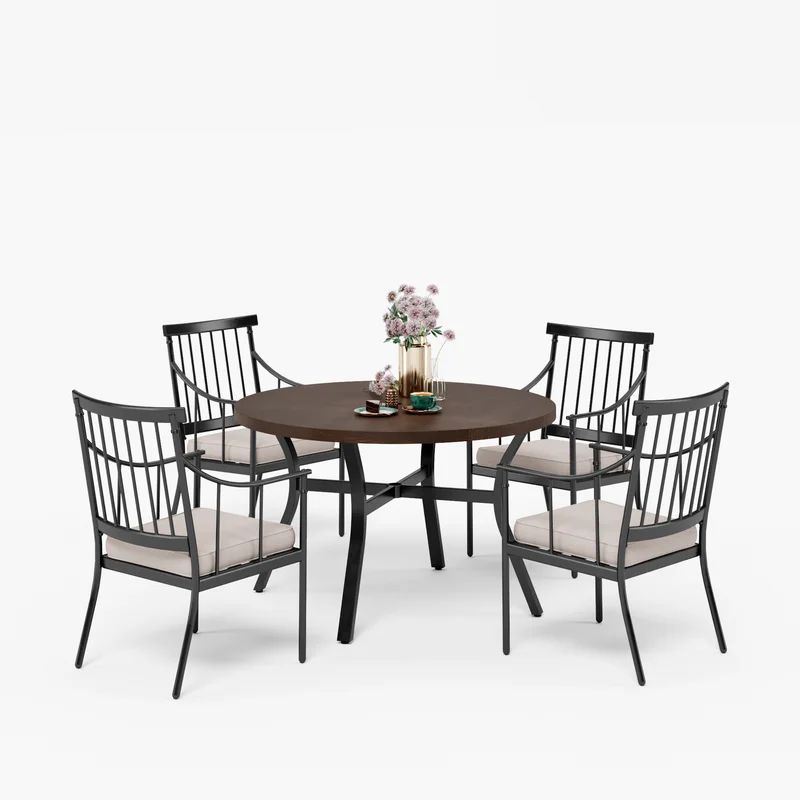 Alyah 4 - Person Round Outdoor Dining Set with Cushions | Wayfair North America