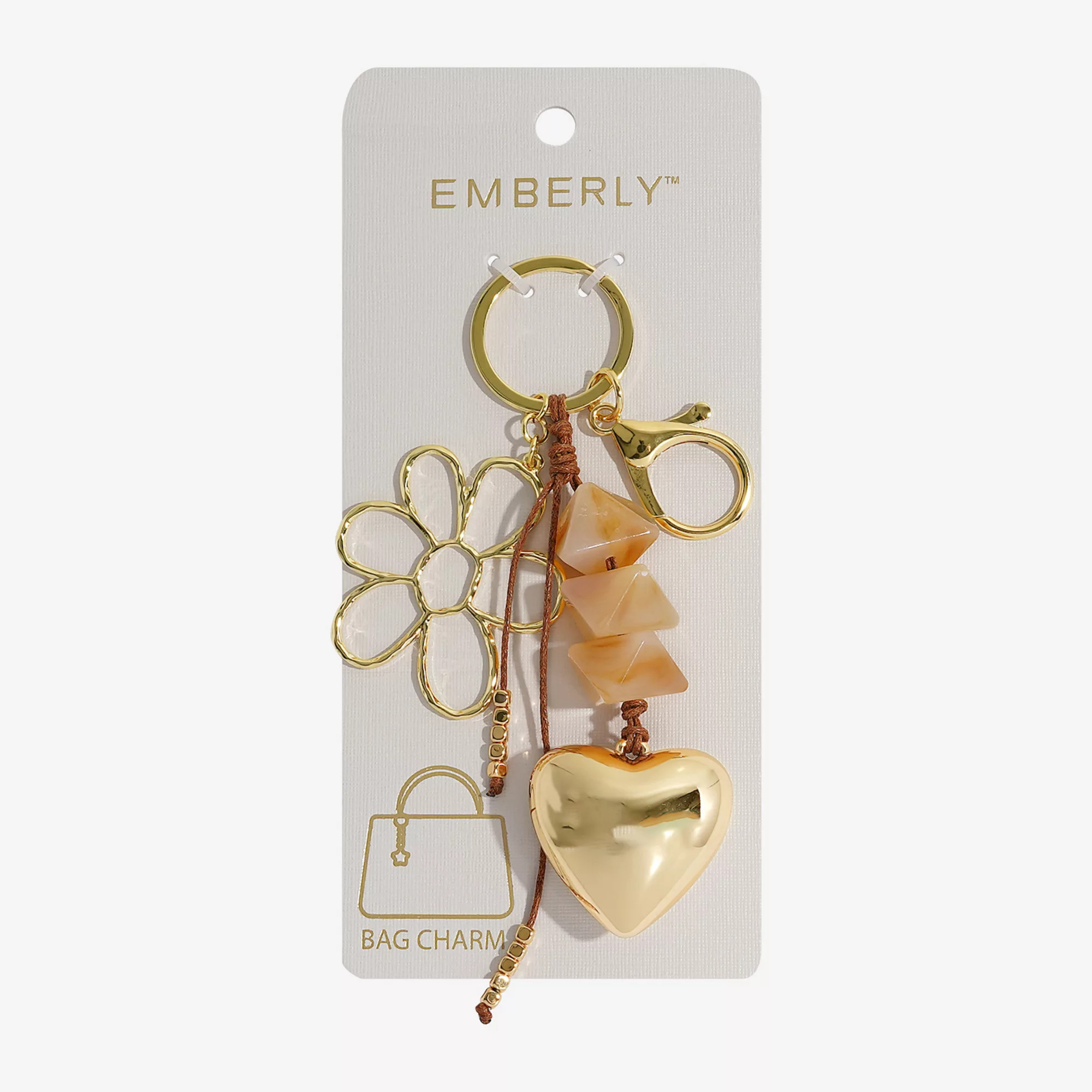 Emberly Flower Marble Simulated Stone Heart Charm Bag | Kohl's