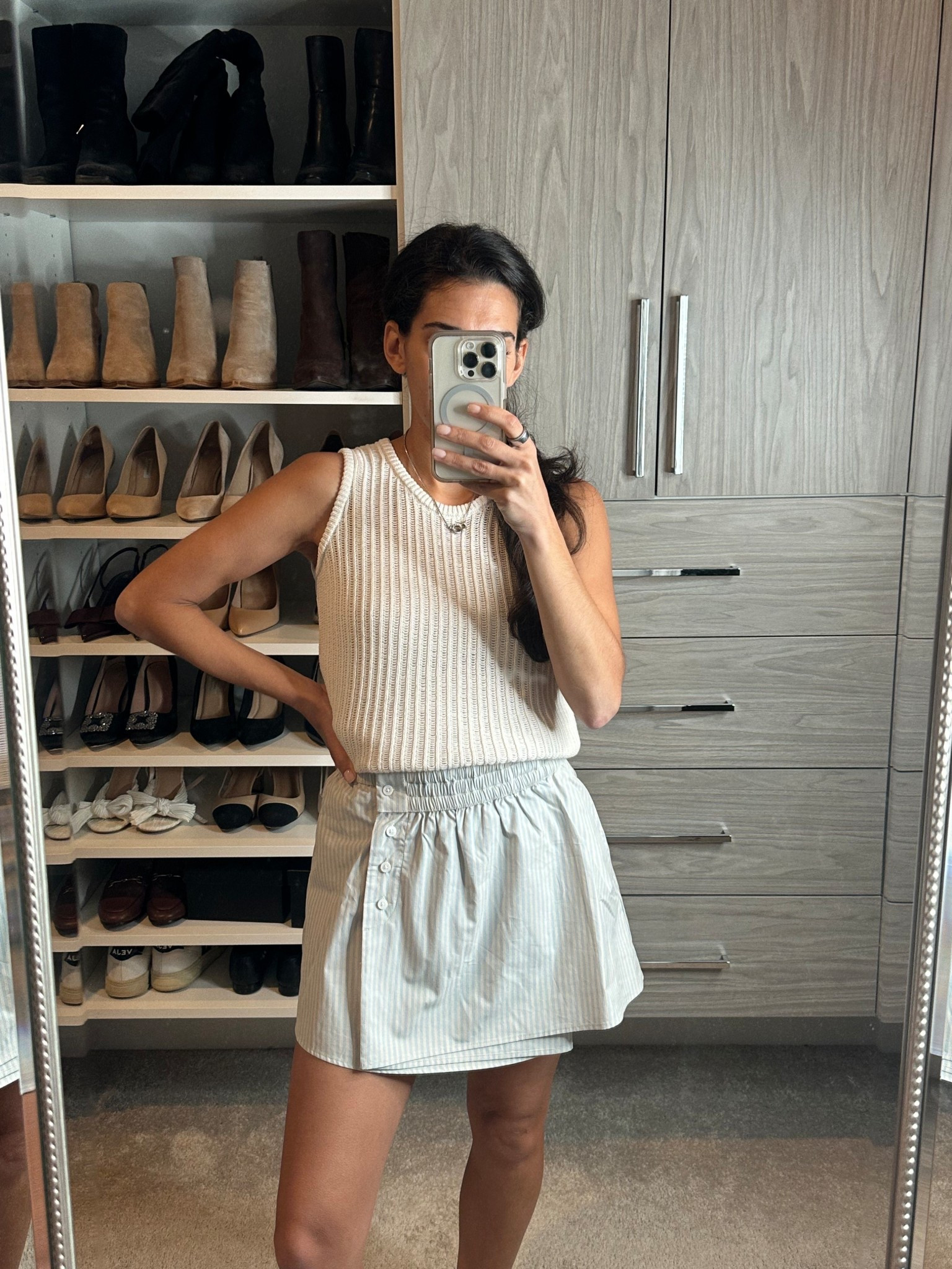 Skort and tank from Target 


size down 2 sizes in the skort! I’m wearing an XS and it’s still big in the waist 