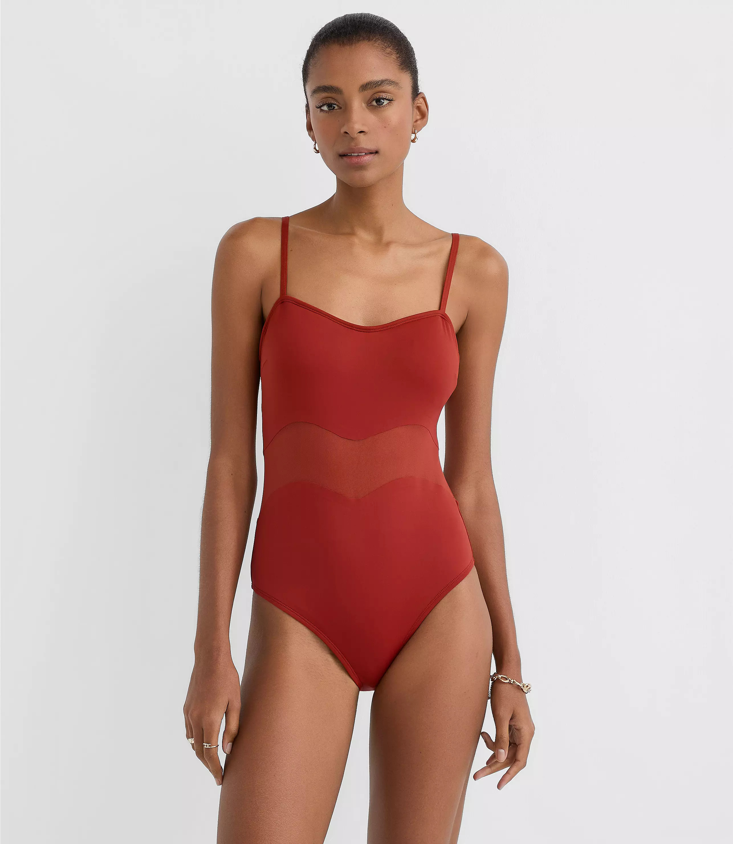 LOFT Beach Mesh One Piece Swimsuit | LOFT