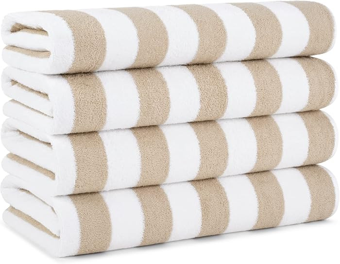 Arkwright California Cabana Stripe Beach Towel - Pack of 4 - Large Soft Quick Dry Cotton Terry To... | Amazon (US)