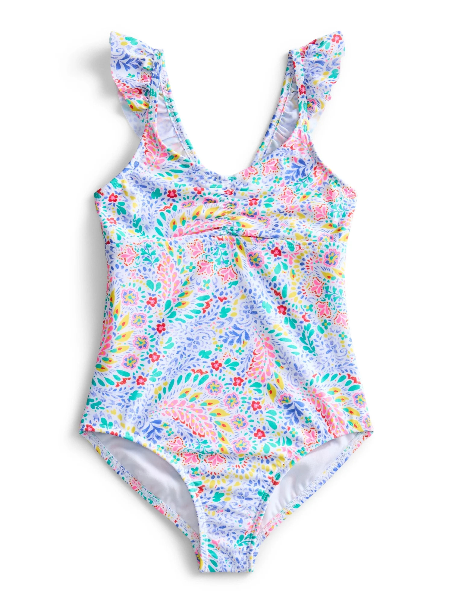 Wonder Nation Girls Ruffle One-Piece Swimsuit, Sizes 4-18 | Walmart (US)
